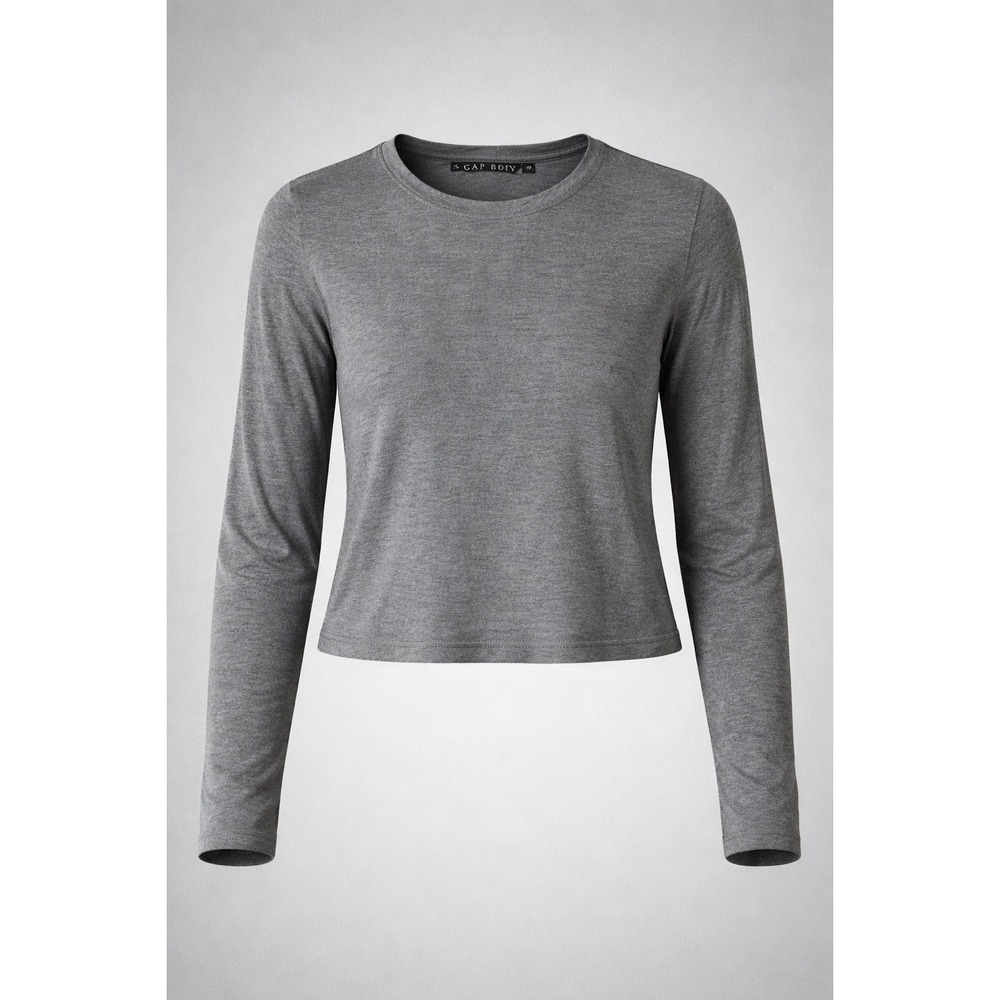 🍁Athleta Womens XS Gray Long Sleeve Crewneck Modal Blend Active Top 223948